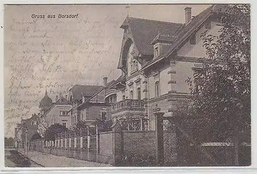 65372 Ak Gruß aus Borsdorf Strassenansicht 1910