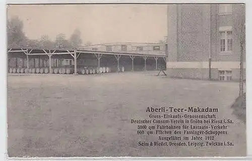 65628 Ak Aberli Teer Makadam in Gröba bei Riesa in Sachsen um 1912