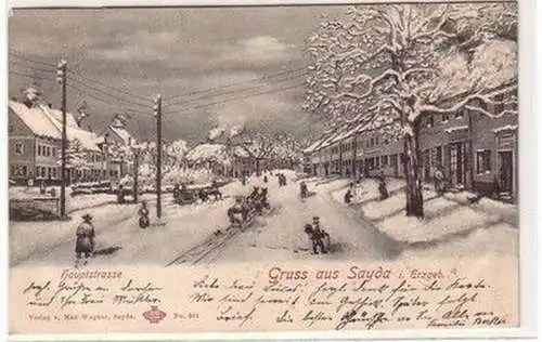 58562 Ak Gruß aus Sayda im Erzgebirge Hauptstrasse im Winter 1902