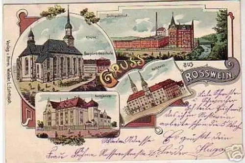 05111 Ak Gruß aus Rosswein Schlachthof usw. 1901