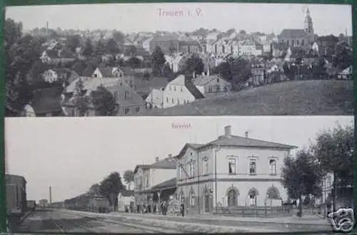 seltene Ak Treuen im Vogtland Bahnhof 1911