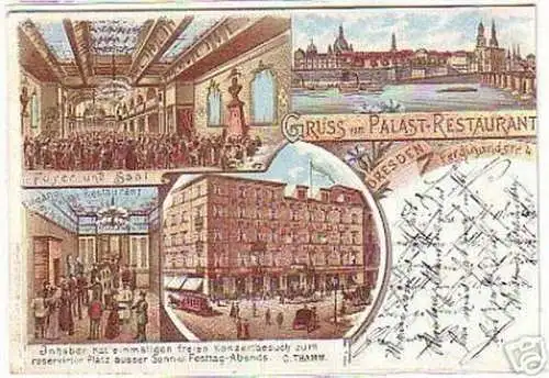 00186 Ak Lithographie Gruss aus Dresden Gasthaus 1898