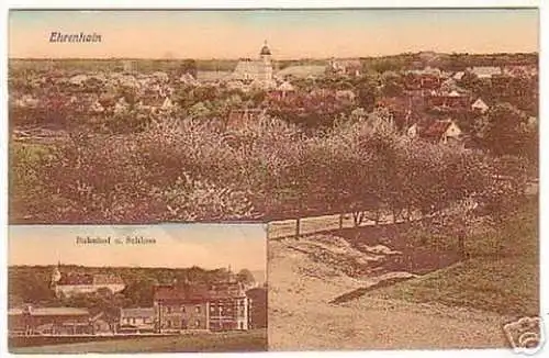 00462 Mehrbild Ak Ehrenhain Bahnhof & Schloß 1909