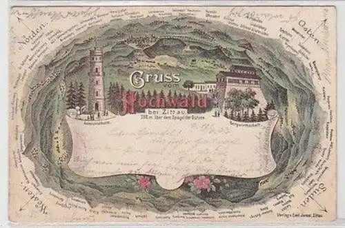 58868 Ak Lithographie Gruß vom Hochwald bei Zittau 1902