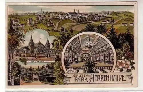 41269 Ak Lithographie Gruß aus Park Herrenhaide 1908