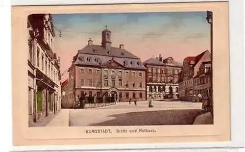 41273 Ak Burgstädt Brühl und Rathaus um 1920