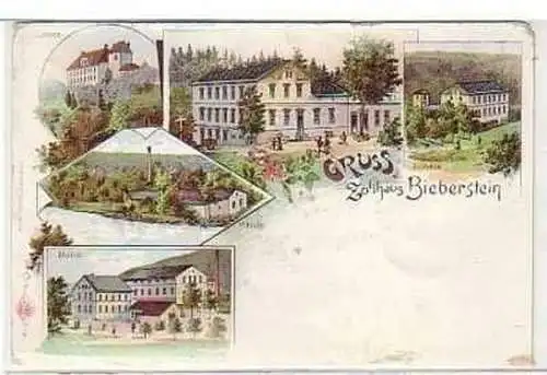 38833 Ak Lithographie Gruß vom Zollhaus Bieberstein1898