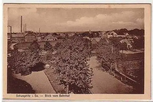 40514 Ak Schwepnitz in Sa. Blick vom Bahnhof 1926