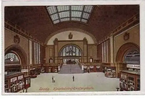 20/14 Ak Leipzig Hauptbahnhof Empfangshalle 1929