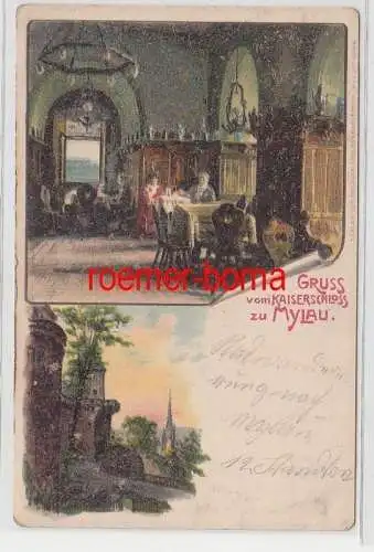 71519 Mehrbild Ak Lithografie Gruss vom Kaiserschloss zu Mylau um 1900