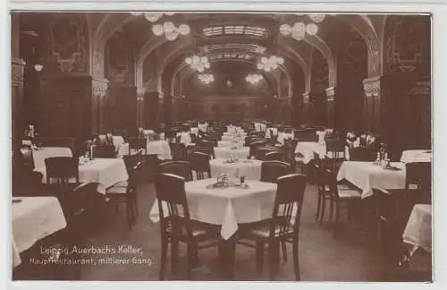 69524 Ak Leipzig Auerbachs Keller Hauptrestaurant mittlerer Gang um 1920