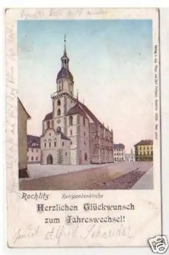 07185 Neujahrs-Ak Rochlitz Kunigundenkirche 1904