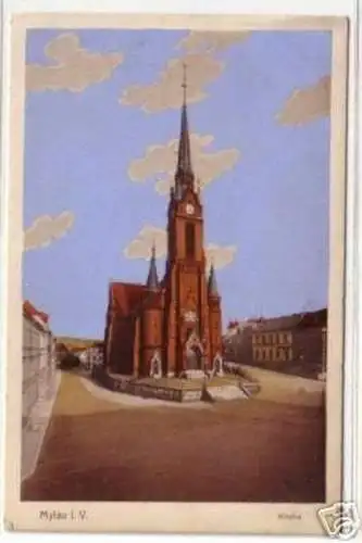 05881 Ak Mylau im Vogtland Kirche um 1920