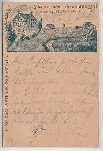 57480 Ak Gruss vom Inselsberg Hotel Gasthaus Gotha F. Naumann 1893