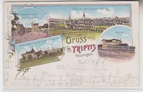 69732 Ak Lithographie Gruss aus Triptis Thüringen 1902