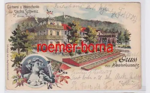 80804 Ak Lithografie Gruss aus Klosterlausnitz Gärtnerei u. Weinschenke 1899