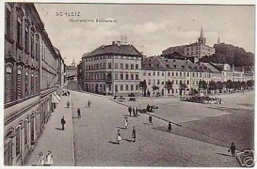 09958 Ak Schleiz Neumarkt mit Teichstrasse 1909