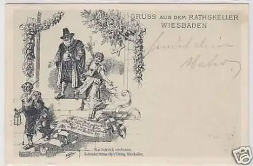 33477 Ak Gruss aus dem Ratskeller Wiesbaden 1903