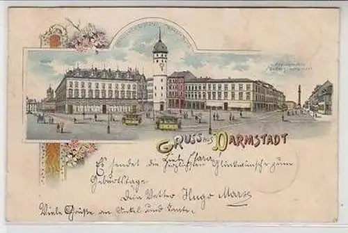 50632 Ak Lithographie Gruß aus Darmstadt 1900