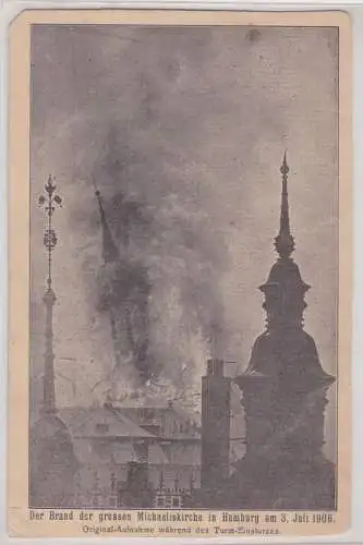 90727 Ak Der Brand der großen Michaeliskirche in Hamburg 1906