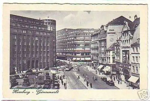 11657 Ak Hamburg Gänsemarkt mit Verkehr um 1930