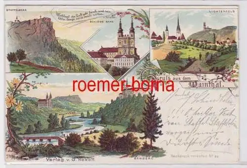 84359 Ak Lithografie Gruss aus dem Mainthal Schloss Banz, Lichtenfels usw. 1899