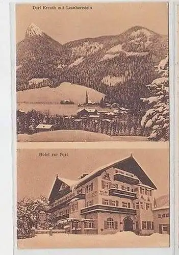 19533 Ak Dorf Kreuth mit Leonhartstein, Hotel zur Post um 1930