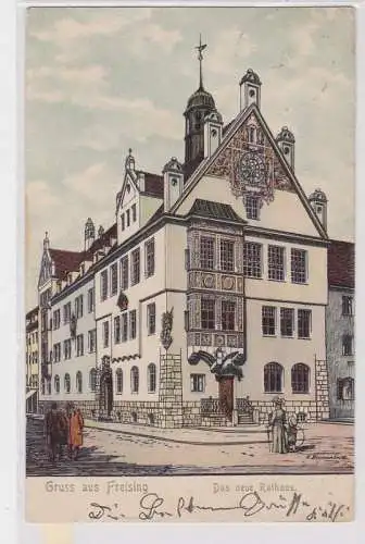 88525 Künstler G. Blumentritt AK Gruss aus Freising - Das neue Rathaus