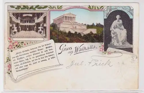 92111 Mehrbild AK Gruss aus Walhalla - Gedenkstätte & Denkmal 1897