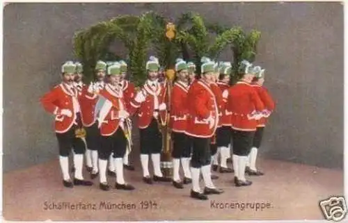 28047 Ak Schäfflertanz München Kronengruppe 1914