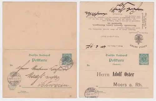 48060 DR Ganzsachen Postkarte P31 Zudruck Adolf Oster Herrenstoffe Moers 1897