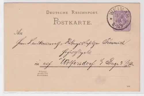 97588 Ganzsachen Postkarte P18 III Plattenfehler Weimar nach Wolfersdorf 1888