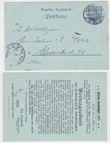 37612 DR Ganzsachen Postkarte P51 Zudruck Verein ehemaliger 24er Berlin 1902