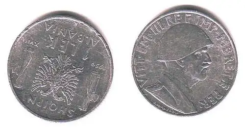 1 Lek Stahl Münze Albanien 1939 Adler