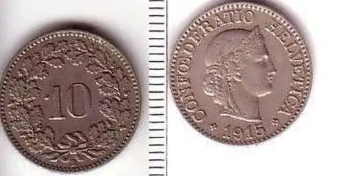 10 Rappen Nickel Münze Schweiz 1915