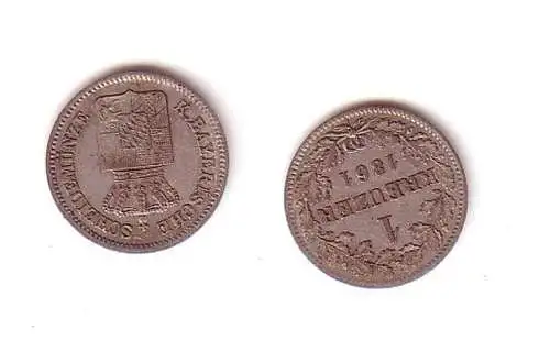 1 Kreuzer Billon Münze Bayern 1861