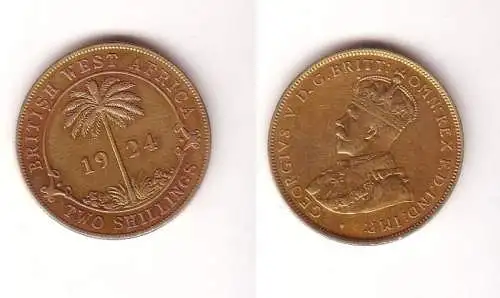 2 Shillings Messing Münze British West Africa 1924