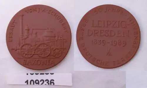 Porzellan Medaille Meißen Saxonia Lokomotive 1989