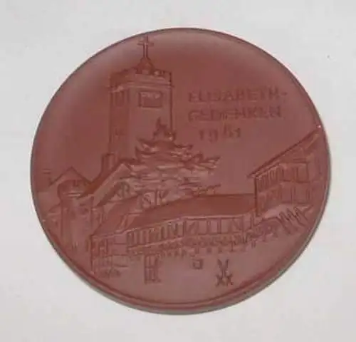 Porzellan Medaille Meißen Elisabeth Gedenken 1981