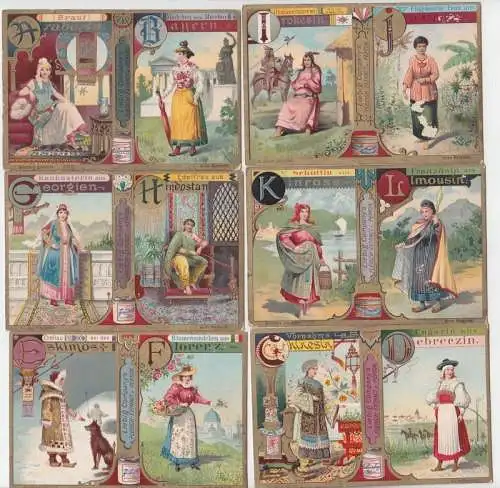 Liebigbilder Serie 449 "Alphabet IV weibliche Volkstrachten" komplett 1900 (1076