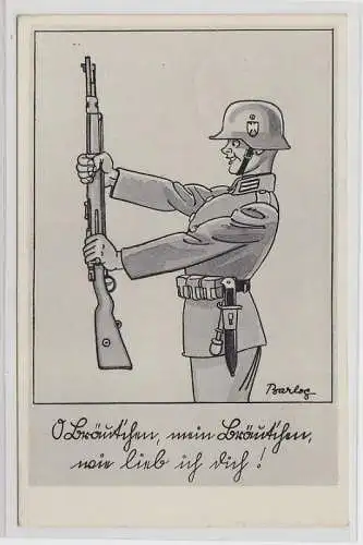 49758 Humor Feldpost Ak Soldat mit Gewehr 1940