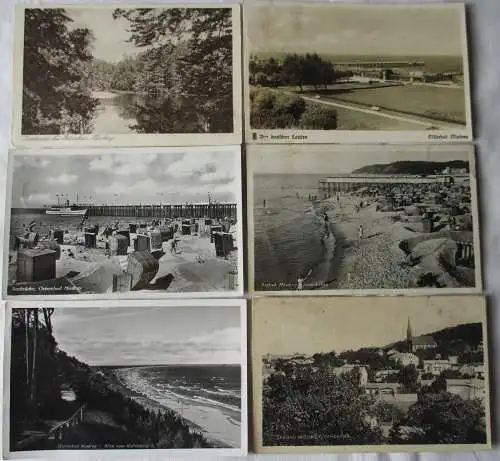 61038 Ak 6x Misdroy (Międzyzdroje) - Am Strand, Panorama, Kaffeeberg um 1930