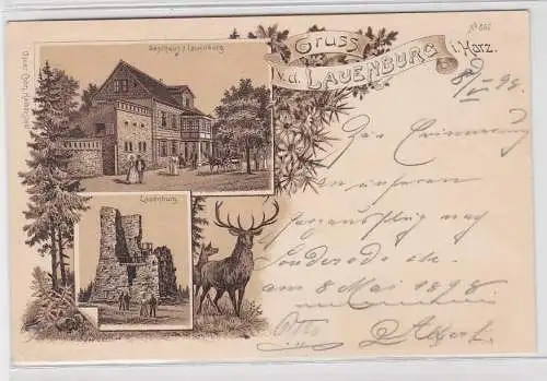 94997 Ak Gruß v. d. Lauenburg i. Harz, Gasthaus Lauenburg, Lauenburg, um 1890