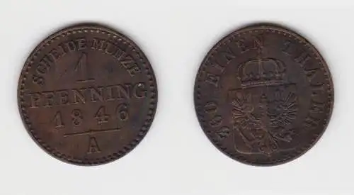 1 Pfennig Bronze Münze Preussen 1846 A  ss+ (151297)