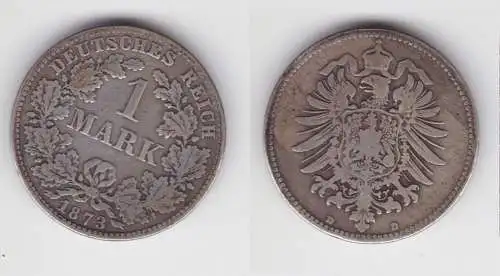 1 Mark Silber Münze Deutschland Kaiserreich 1873 D Jäger Nr.9 s+ (150866)