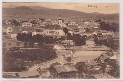 97405 AK Kötzting - Total mit Flusspartie und Kirche 1911