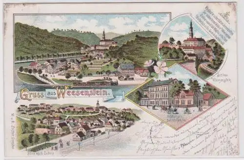 900239 Lithographie Ak Gruss aus Weesenstein 1899