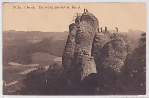 69662 Ak sächs. Schweiz - Der Mönchstein bei der Bastei 1917