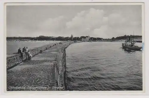 97329 Ak Ostseebad Stolpmünde (Ustka) Mole mit Strand 1939