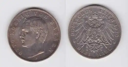 3 Mark Silbermünze Bayern König Otto 1910 Jäger 47 ss+ (130125)